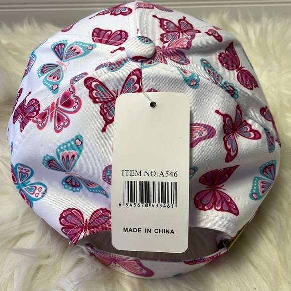 Butterfly 🦋 White with Multicolored Butterflies Baseball Cap - Picture 5 of 12